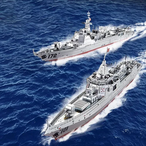 Vista 5 de TECKEEN 1: 1000 kits de barco de metal 3D C22210 055 modelo de destructor simulación buque de combate militar Exposición de ciencia