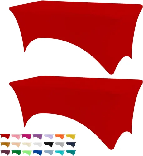 Vista 23 de BDDC - Funda de mesa ajustada de 4 pies, manteles de elastano negros, manteles elásticos lavables y resistentes a las arrugas para eventos, bodas