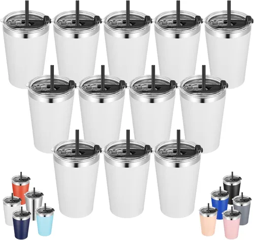 Vista 23 de VEGOND - Vaso térmico de acero inoxidable de 12 onzas con aislamiento al vacío de doble pared, vaso para viaje con tapa y pajita reutilizable