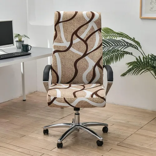 Vista 4 de Funda elástica para silla de oficina con cremallera, funda impresa para silla de computadora para silla con reposabrazos, universal, extraíble