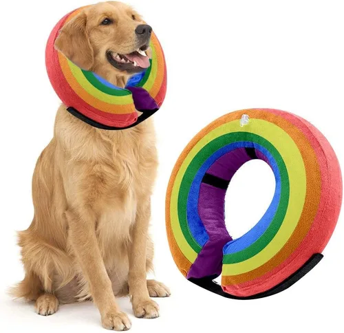 Vista 7 de Collar inflable de cono para perro, suave, cómodo y ajustable para perros y gatos pequeños, medianos y grandes, collar electrónico de recuperación