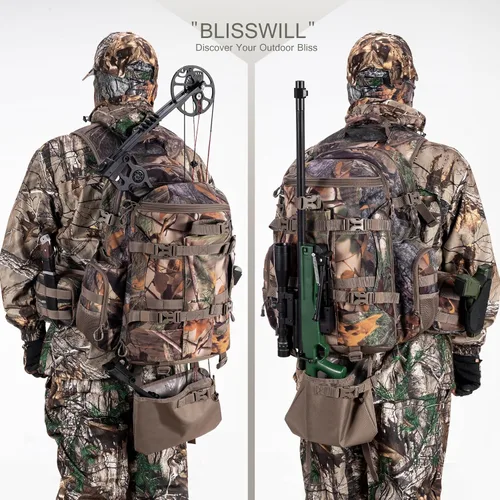 Vista 2 de BLISSWILL Mochila de caza grande para arco y rifle con cubierta impermeable para lluvia, accesorios de equipo de caza, 40L, Classic
