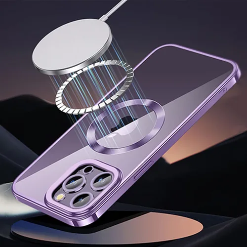 Vista 5 de Compatible con iPhone 14 Pro Max - Funda magnética Gardient con purpurina, bonita funda con MagSafe para mujeres y niñas, protector completo