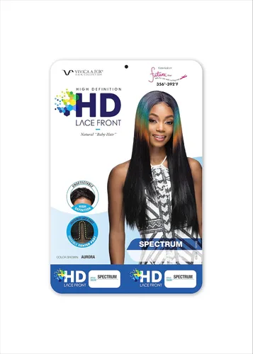 Vista 4 de Vivica A. Fox Espectro, encaje frontal HD, línea de cabello prearrancada, resistente al calor, largo y liso, multicolor, peluca de encaje natural