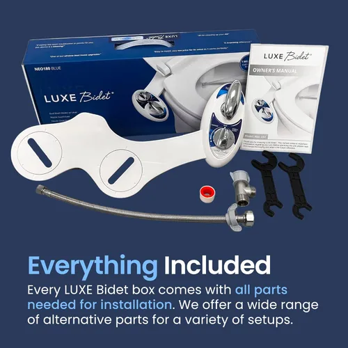 Vista 2 de Doble boquilla de limpieza Luxe Bidet Neo 180 (elite serie), complemento con fuertes válvulas llave y mangueras de metal., Neo 180