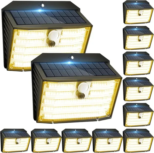 Vista 16 de Luces solares de movimiento para exteriores, luces solares ultra brillantes para valla con sensor de movimiento, luz de seguridad impermeable IP65