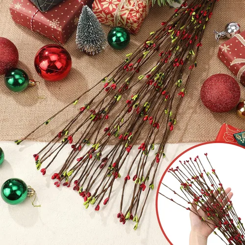 Vista 5 de WILLBOND - Guirnalda de 64 pies de bayas de pip para Navidad, invierno, decoración interior y exterior, coronas para la cabeza, coronas de boda