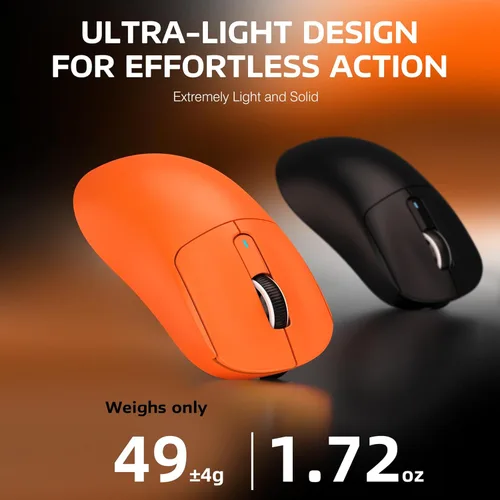Vista 3 de ATTACK SHARK X3 Mouse Inalámbrico para Juegos, Mouse Ergonómico para Computadora de 1.73 oz, Triple Modo Sensor Óptico PAW3395 de 26K DPI, Duración