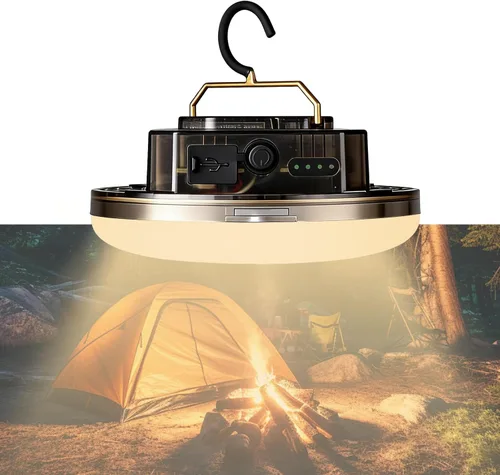 Vista 11 de Luz de carpa colgante recargable de 10000mAh con imán, LED de 30W 4000LM con 3 modos de iluminación de colores (control remoto), linterna