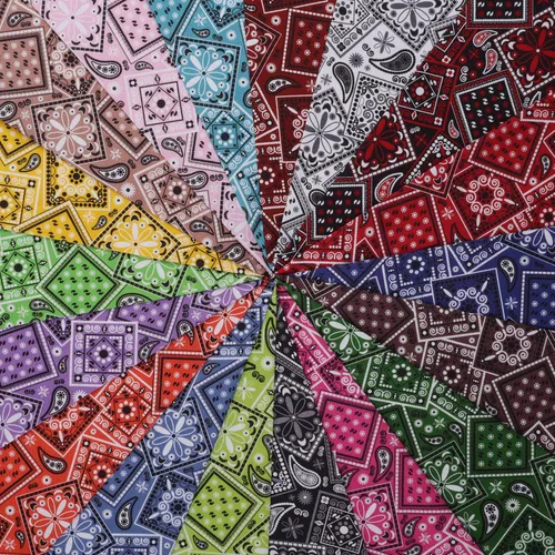 Vista 3 de Mook Fabrics Bandana de algodón Bonanza, corte verde azulado por yarda