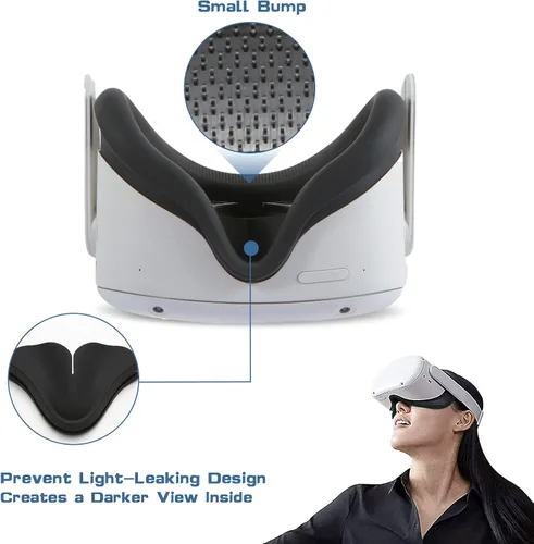 Vista 3 de VR Silicone Face Covers Compatible with Oculus Quest 2Light-Thin VR Face PadsWaterproof Anti-Dirty Replacement Facial Cushion VR Pads