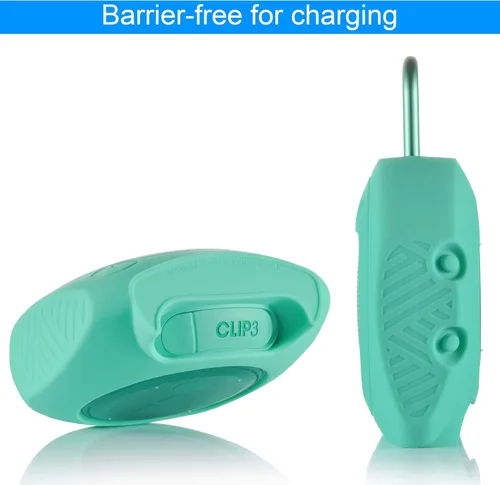 Vista 5 de TXEsign Funda protectora de silicona para altavoz Bluetooth portátil JBL Clip 3 impermeable (verde azulado)