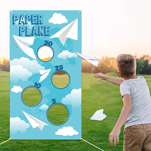 TICIAGA Paper Plane Toss Game Banner, Throwing Target Banner for Glider Airplane, Fun Add-on Toys for Flying Paper Plane, Outdoor Sport Activity for