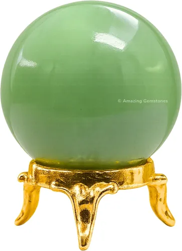 Vista 59 de Amazing Gemstone Bola de cristal de Amazonita con soporte, bolas de meditación de esfera de cristal de 2 pulgadas para brujería y bolas decorativas