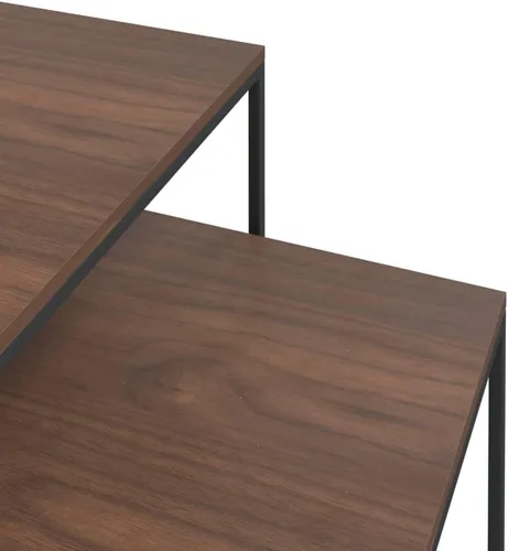 Vista 7 de mesas de Centro para sala Juego de mesa de comedor Juego de mesa de centro 2 piezas de madera y metal de ingeniería Adecuado para dormitorios, salas