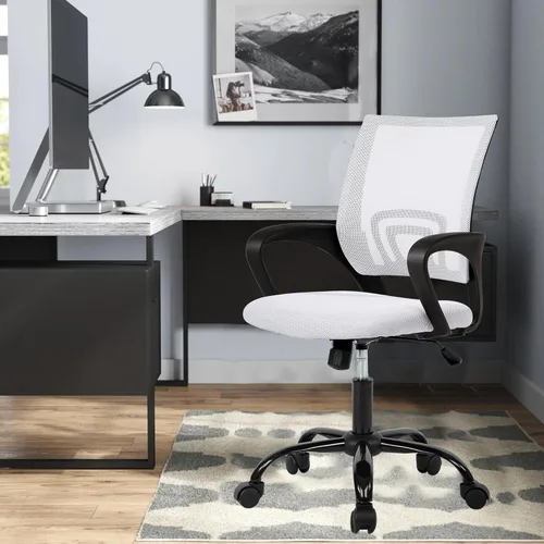 Vista 11 de Silla de escritorio de malla, silla de oficina ergonómica, silla de computadora con soporte lumbar y reposabrazos, silla de escritorio ajustable