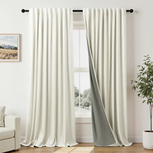 Vista 15 de Pitalk Cortinas cortas 100% opacas de lino para cafetería, 40 pulgadas de largo, 2 paneles, cortinas de puerta francesa para ventana, cortina