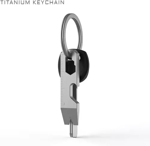 Vista 4 de Hamans EDC - Llavero de palanca de bolsillo multiherramienta, titanio, pequeño para llaveros