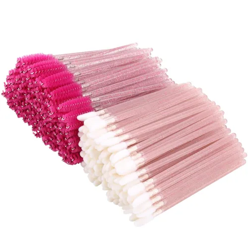 Vista 8 de 200 cepillos de labios y carrete de cejas, aplicador de lápiz labial desechable de cristal, varitas de rímel, kits de herramientas de belleza