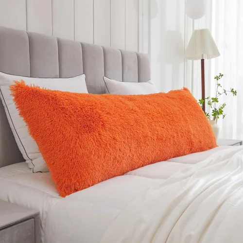 Vista 12 de LIFEREVO Funda de almohada corporal de pelo sintético desgrenado, funda de almohada lumbar súper suave y de pelo sintético para sofá o cama, funda