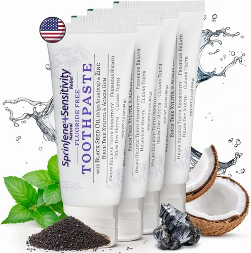 Vista 19 de SprinJene Natural Total Care Pasta de dientes sin flúor – Fórmula patentada con aceite de semilla negra y zinc – Pasta de dientes de boca seca