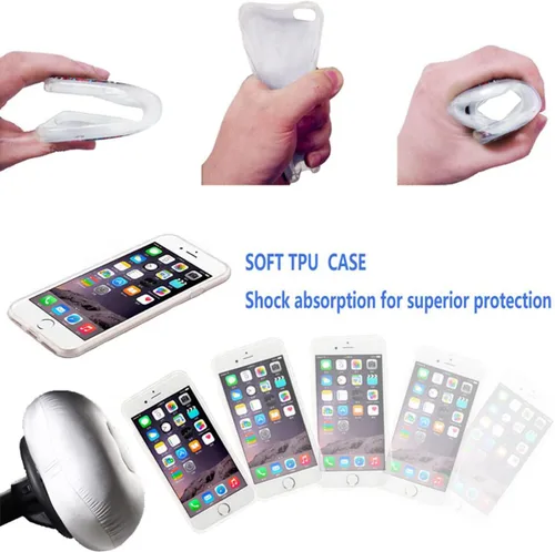 Vista 6 de Funda protectora completa delgada y suave de TPU transparente para iPhone SE 2022/2020, iPhone 8/7/6S/6 - Diseño de música divertida guitarra