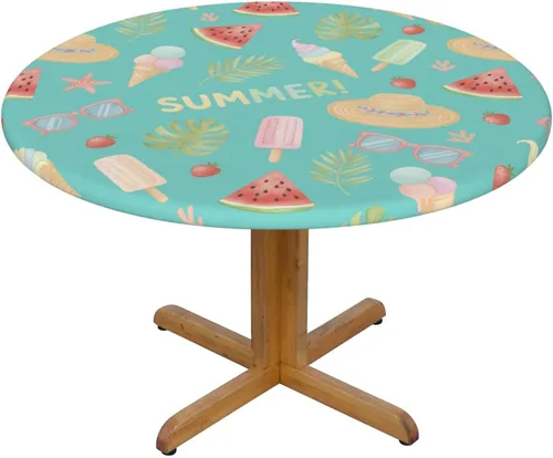Vista 19 de Futterya Decorative Round Tablecloth Fitted Elastic Waterproof Table Cloth Cover Stretch Table Pad Cover for Parties Weddings Banquet Outdoor Events