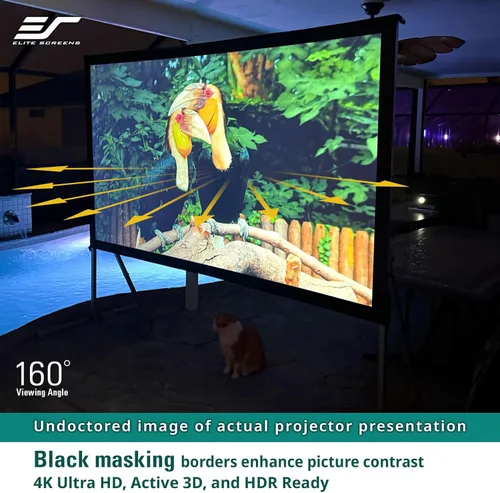Vista 2 de Pantalla para proyector al aire libre con soporte 16:9, 8K 4K Ultra HD 3D, plegable y rápida YardMaster 2 Rear Projection