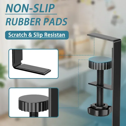 Vista 6 de Bandeja de gestión de cables para debajo del escritorio, bandeja de cables de escritorio de malla sin taladro, bandeja de gestión de cables, estante