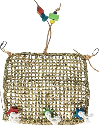 Vista 2 de Penn-PLAX Bird-Life - Alfombrilla de hierba marina tejida naturalmente para pájaros, ideal para jugar, escalar y hacer ejercicio, cuerdas de algodón