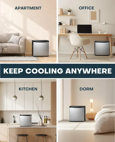 Vista 9 de Upstreman - Mini refrigerador de 1.7 pies cúbicos con congelador, acero inoxidable -FR17