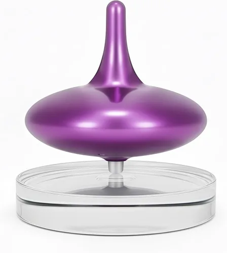 Vista 8 de Top giratorio eléctrico con base de vidrio, giro sin fin de más de 6 horas, espectáculo de luz LED para concentración, calma y creatividad, regalo