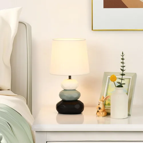 Vista 3 de Lampwell BERO - Lámpara de mesa pequeña blanca para sala de estar como lámpara de mesita de noche para dormitorio, lámpara de mesa moderna