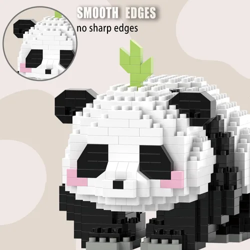 Vista 3 de Mini bloques de construcción, panda gateante, recuerdos de fiesta, micro bloques de juguete de panda para niños de 6, 7, 8, 9, 10+