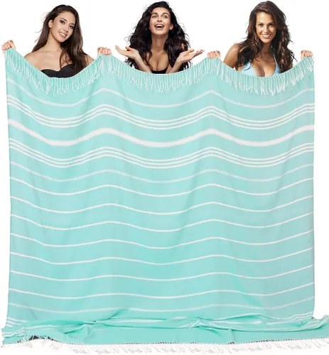 Vista 8 de Toalla de playa turca gigante extra grande, manta de algodón bohemia, toalla de piscina, toalla de nube de secado rápido, microfibra sin arena