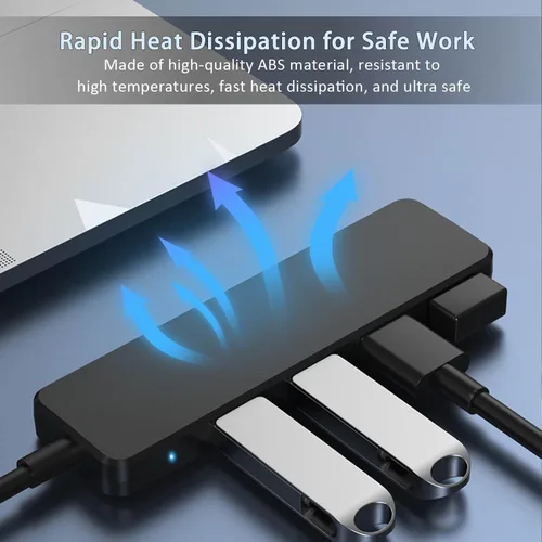 Vista 5 de Hub USB 3.0, 4 puertos USB Hub Extensor Divisor Ultra Slim USB-A Data Hub