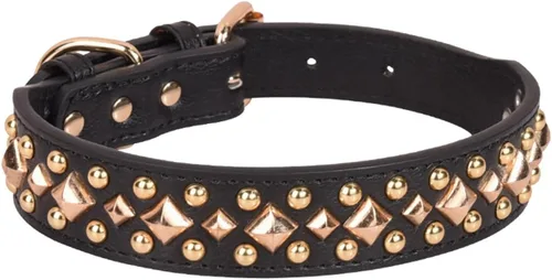 Vista 10 de Serijoars Collar para perro con pinchos, de piel sintética suave con remaches de hongos, collar ajustable para cachorros (XS, marrón)
