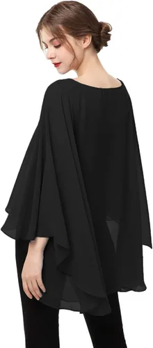 Vista 4 de Capelet de gasa suave capa poncho estola para mujer cubrir