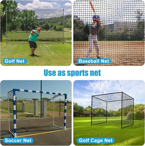 Vista 5 de Red de golf de nailon de 10 a 50 pies, red de golpeo de fácil configuración con cuerda y hebilla elástica, red de golf resistente, red deportiva