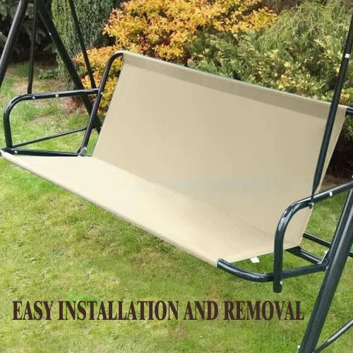 Vista 6 de Funda para Silla Columpio de Banco Cubierta de Repuesto, 600D Impermeable Fundas de Asiento de Silla Columpio para Patio Exterior Jardín Silla Beige