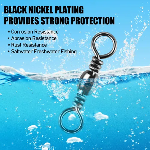 Vista 4 de Alwonder Paquete de 100 Giratorios de Barril de Pesca, Anillo Sólido de Acero Inoxidable de Alta Resistencia Giratorio de Barril de Latón