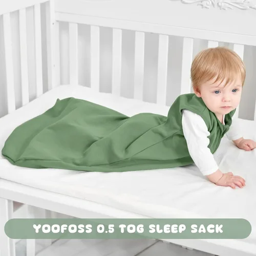 Vista 6 de Yoofoss Saco de dormir para bebé de 12 a 18 meses, 100% algodón, cremallera de 2 vías, TOG 0.5, saco de dormir para niños pequeños, cómodos, suaves