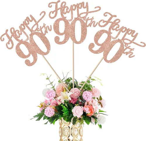 Vista 32 de Rsstarxi Paquete de 12 palitos de centro de mesa de cumpleaños número 50 para decoración de mesa de cumpleaños 50 para hombre, decoración de mesa