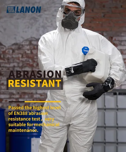 Vista 3 de LANON Guantes de nitrilo resistentes a productos químicos, guantes de goma reutilizables de alta resistencia con palma texturizada de microespuma