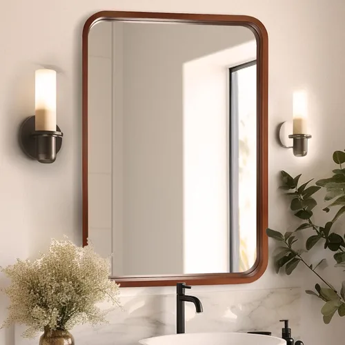 Vista 12 de WallBeyond Espejo de baño de madera para pared de 20 x 30 pulgadas, espejo rectangular con marco de madera para casa de campo, baño, tocador, espejo