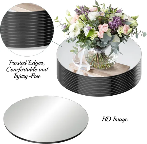 Vista 2 de Seelenruhe Espejos Redondos de 12" para Centros de Mesa para Mesas, Bandejas de Espejos Redondos Platos para Centros de Mesa, Decoraciones de Boda