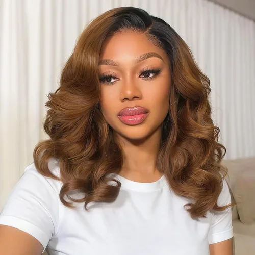Vista 12 de Lady Miranda Peluca de ondas sueltas con parte de encaje, color puro, rizado natural, sintético, resistente al calor, peluca completa para mujer
