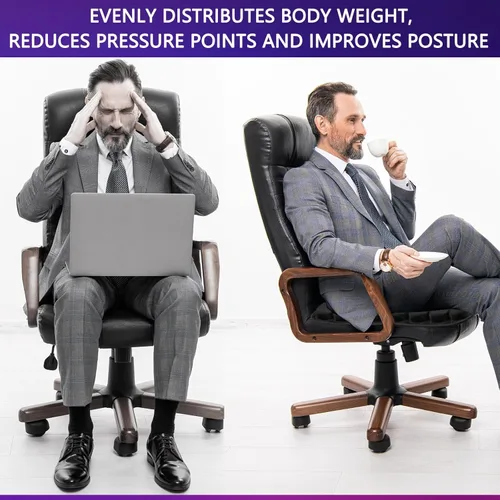 Vista 3 de SUNFICON Cojín de aire para silla inflable, cojín de asiento de aire para automóvil, portátil, transpirable, cómodo, cojín para silla de ruedas