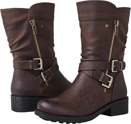Vista 2 de GLOBALWIN - Botas de vestir a media pantorrilla para mujer, botas de motociclista para mujer