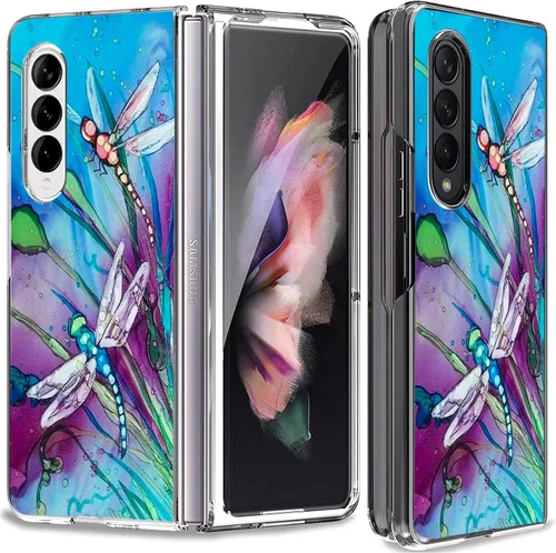 Vista 8 de Bcov Funda para Galaxy Z Fold 3 5G, atrapasueños, espacio de flores, antiarañazos, sólida, funda protectora a prueba de golpes para Samsung Galaxy Z